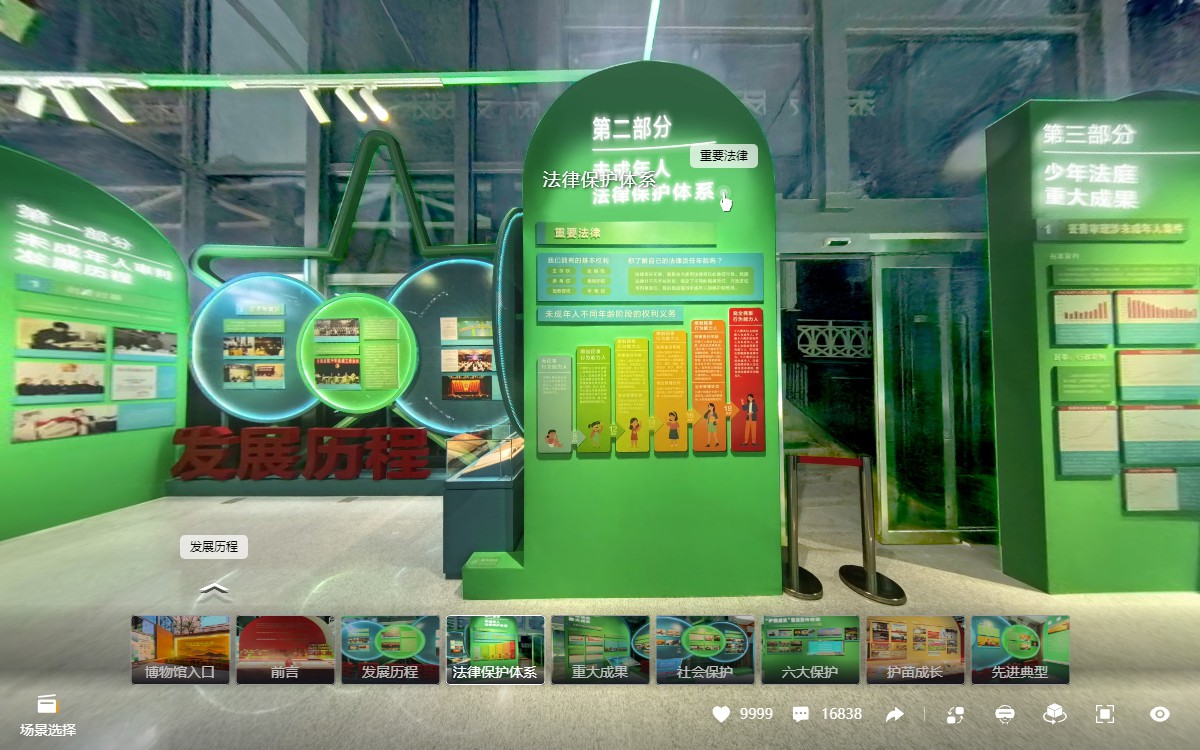 人民法院少年法庭成立四十周年成就展VR展廳的虛擬場景分區(qū)4：重大成果