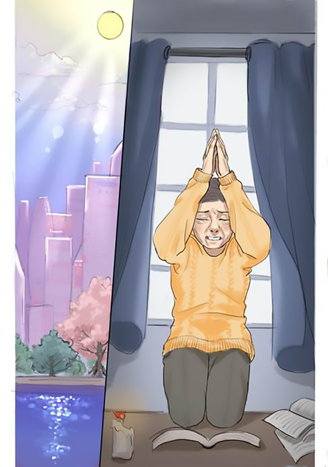 反邪教警示教育虛擬展館漫畫《農婦拋夫棄子散財，只因為信了這個“邪”》