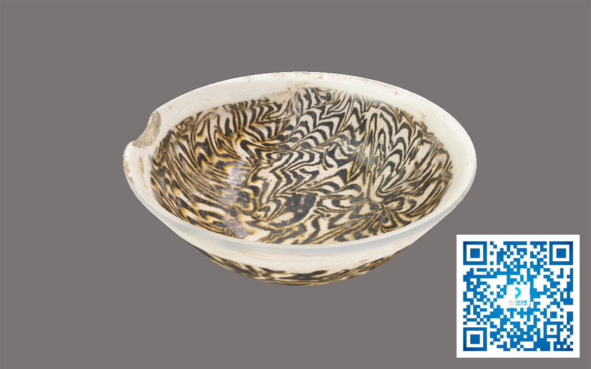 古瓷碗模型3D建模_絞胎瓷碗唐代_VR私人定制